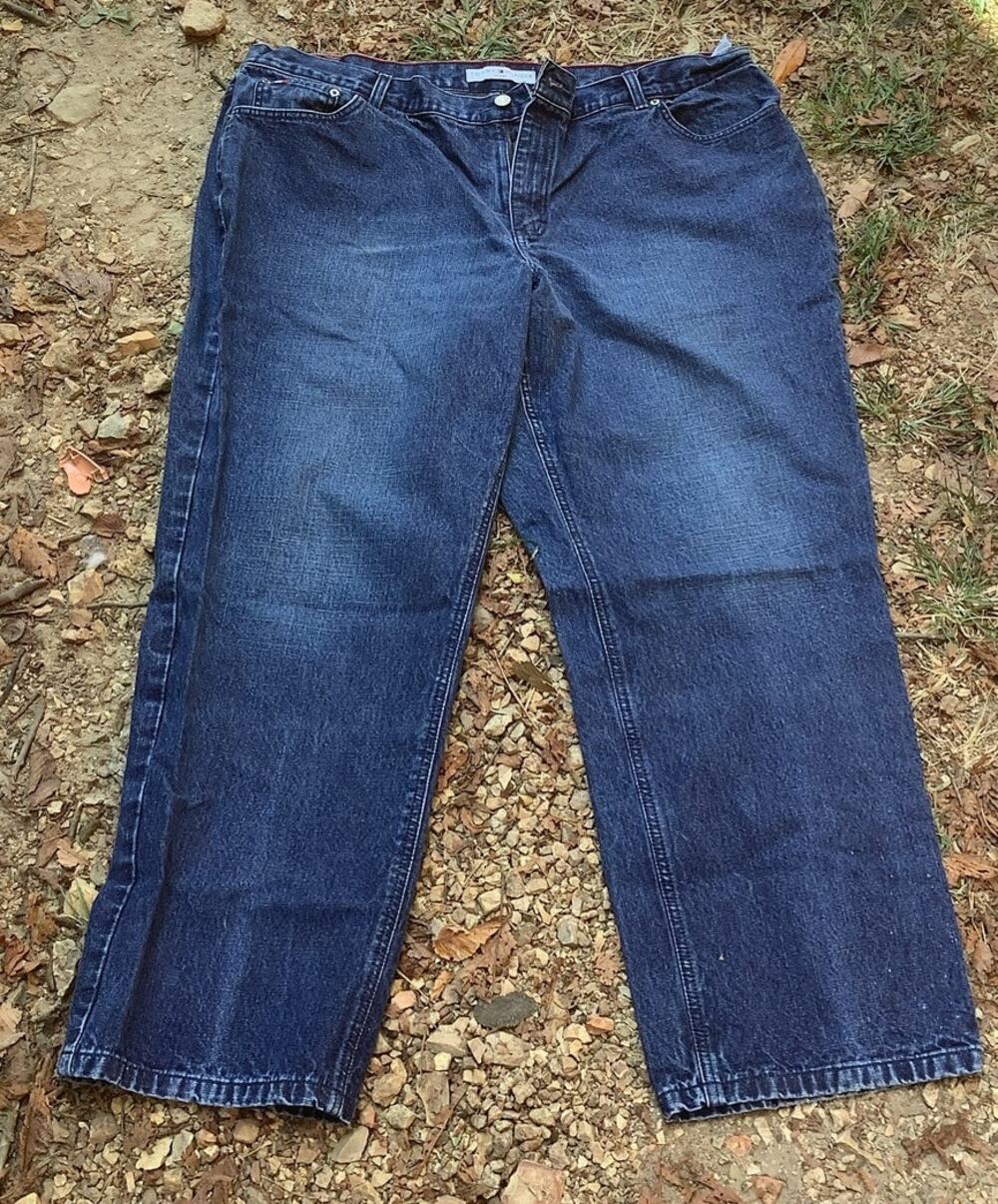 Vintage Tommy Hilfiger Womens Jeans Size 22 High Rise Straight Blue Denim 90s